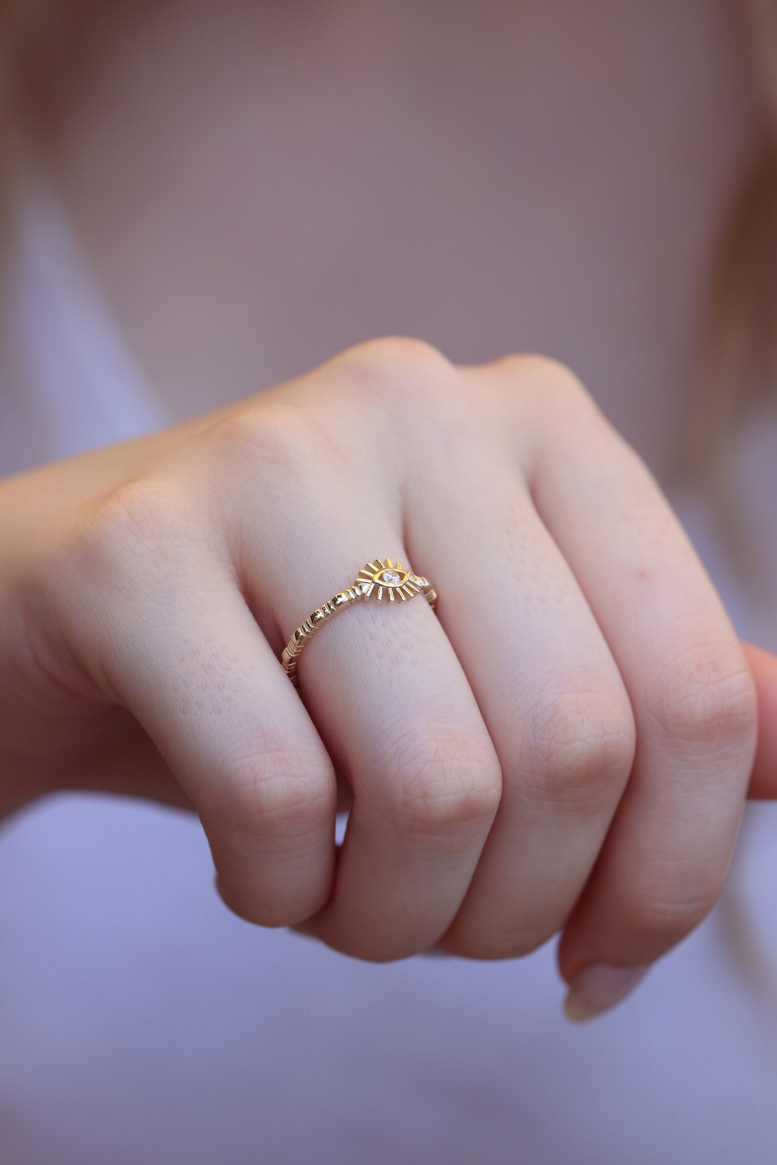 10k 14k 18k Gold Diamond Eye Ring / Handmade Diamond Eye Ring Etsy