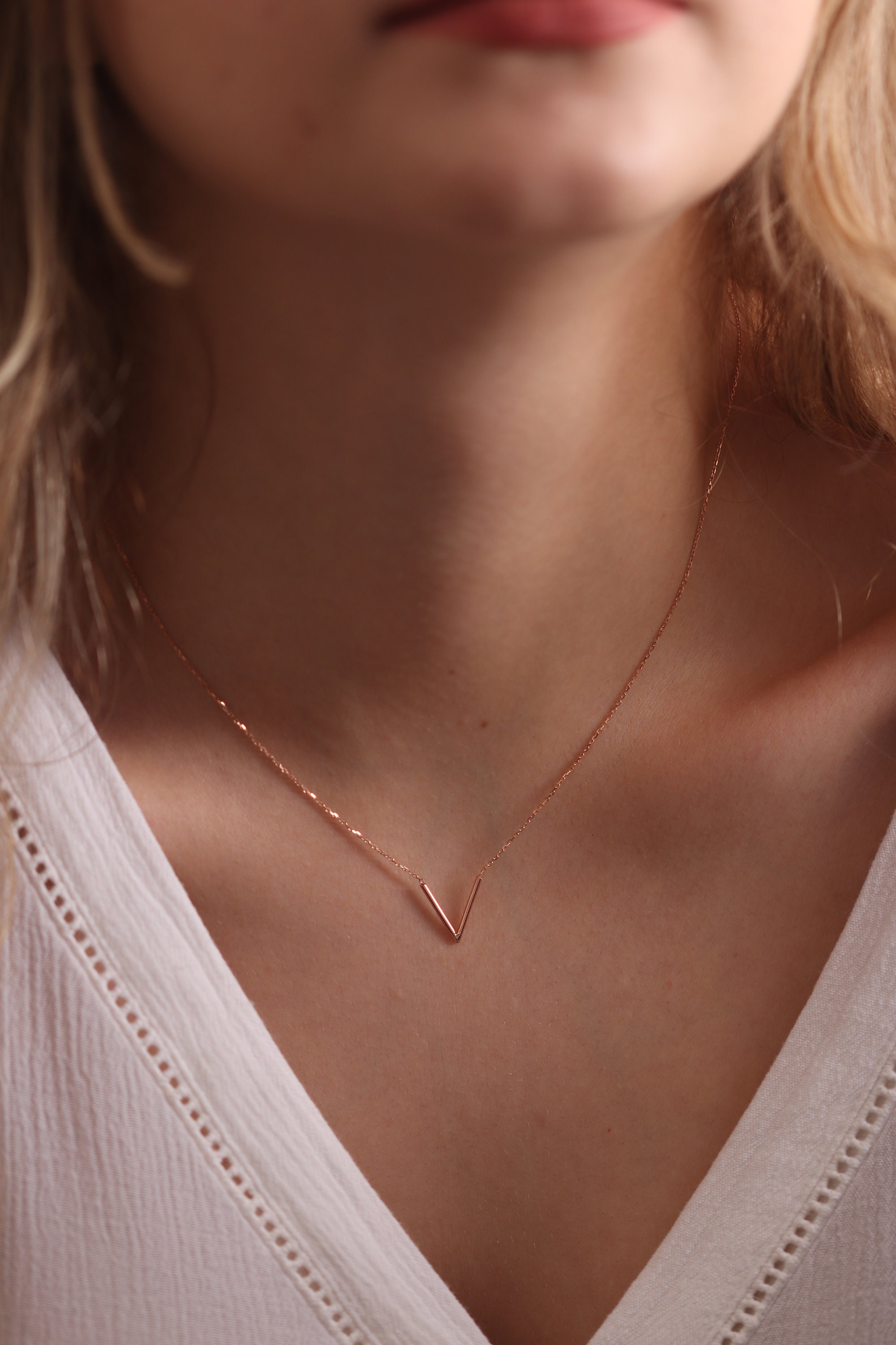 14K & 18K Gold V Necklace / Handmade Gold Chevron V Necklace Etsy UK