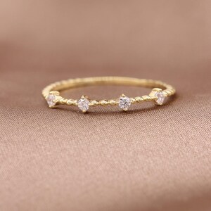 4 Stone Diamond Wedding Ring / Engagement Diamond Ring / 14k & 18k Gold Minimalist Ring Available in Gold, Rose Gold and White Gold image 2