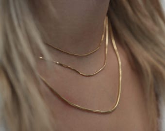Collier serpent en or fait main / Collier serpent en or 14 carats / Chaîne serpent en or disponible en or et en or blanc