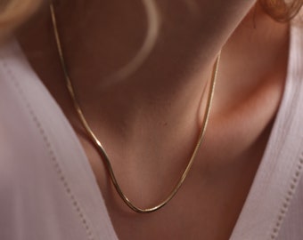 14k Gold Snake Necklace / Handmade Gold Snake Necklace / Layered Round Gold Chain / Gold Snake Necklace /Round Shape Chain /Gold Snake Chain