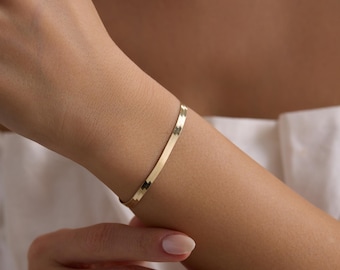 14k Gold Herringbone Bracelet or Anklet 2.75MM, 3.30MM or 3.85MM / Handmade Gold Herringbone Necklace /Christmas Gift /Mother&#39;s Day Gift