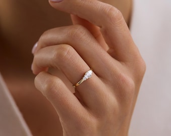 Handmade 14k Gold Baguette Diamond Wedding Ring