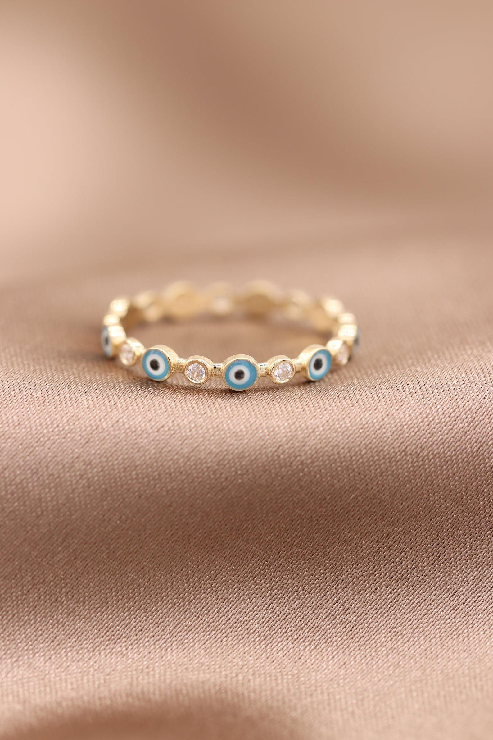 Diamond Gold Evil Eye Ring / Handmade Gold Evil Eye Ring / 14k Etsy