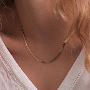 14k Gold Herringbone Necklace 2.75MM, 3.30MM, 3.65MM OR 4MM / Handmade Herringbone Necklace Available in Gold and White Gold imagem 6