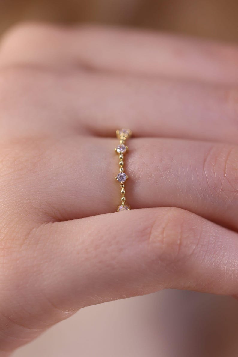 4 Stone Diamond Wedding Ring / Engagement Diamond Ring / 14k & 18k Gold Minimalist Ring Available in Gold, Rose Gold and White Gold image 6