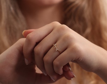 10k 14k 18k Diamond Leaf Band/ivy Leaf Diamond Ring/gold