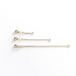 14k Solid Gold Box Link Necklace or Bracelet Extender in Lobster Claw Closure,Removal Solid Gold Box Link, Adjustable Box Link Extension