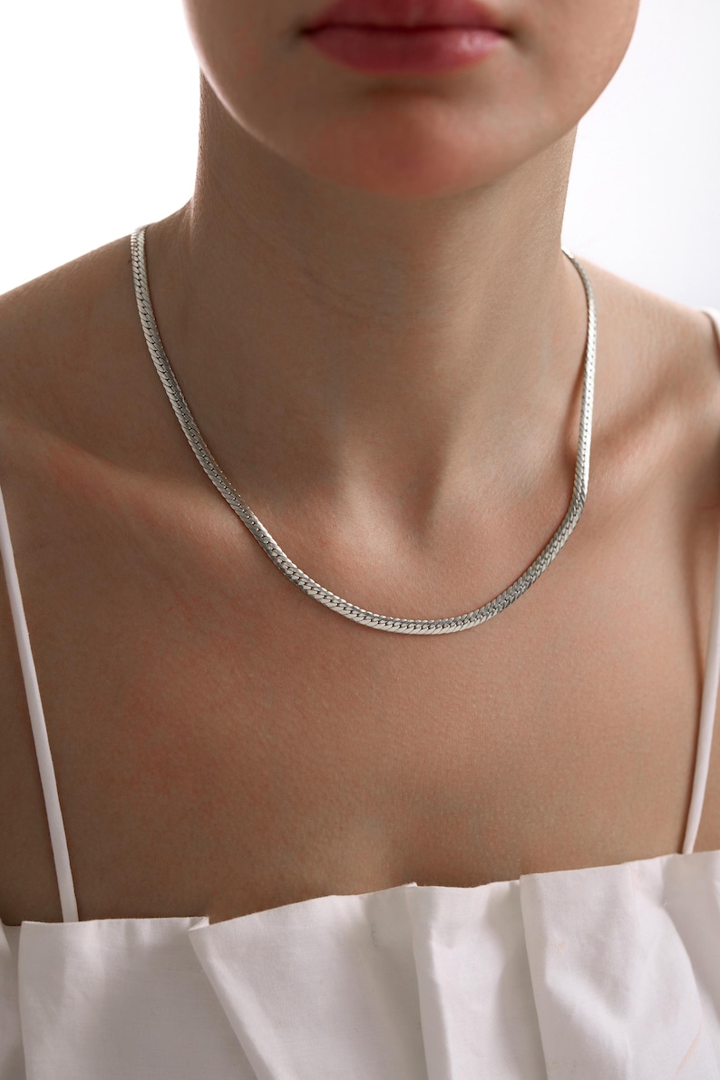 14k Gold Snake Necklace / Handmade Gold Snake Layered Necklace / Gold Snake Chain Available in Gold and White Gold image 4