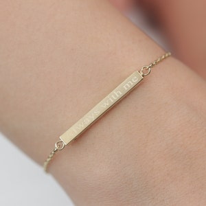 10k Real Gold 3D Urn Bar Bracelet Handmade Memorial Four Sided Engraved Bracelet Engraved Fingerprint Handwriting Dates or Words