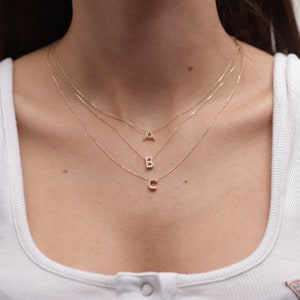 14k 18k Gold Diamond Letter Necklace / Handmade Diamond Initial Necklace / Gold Initial Necklace Available in Gold, Rose Gold and White Gold image 6