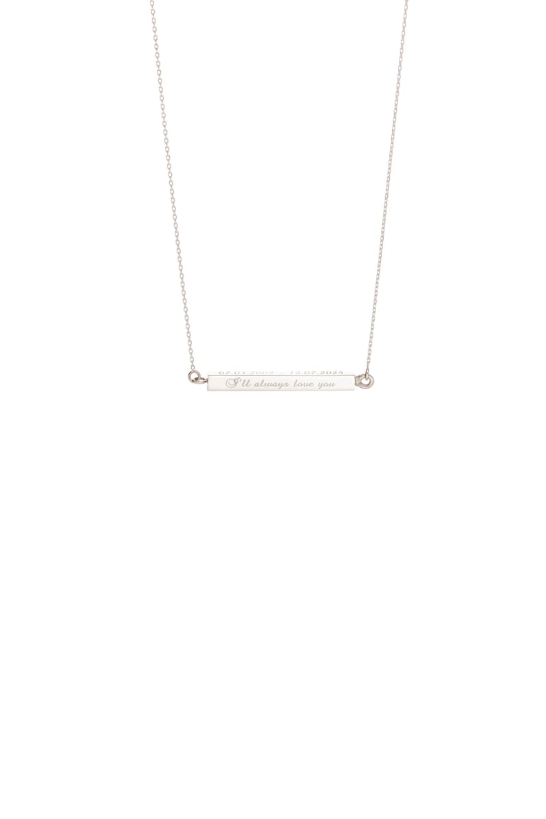 14k 18k Gold Horizontally 3D Urn Bar Necklace, Handmade Memorial Four Side Necklace, Horizontal Bar, Handwriting & Fingerprint is Available image 5