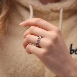 10k 14k 18k Gold Thick Curb Ring/Handmade Gold Cable Chain Ring/Minimalist Gold Ring/Stackable Ring/Mothers Day Gift/Christmas Gift