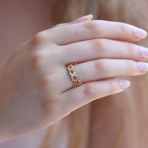 14k & 18k Solid Thick Gold Chain Ring / Handmade Solid Chain Ring / Gold Chain Ring Available in Gold, Rose Gold and White Gold