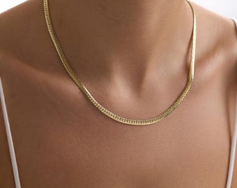 14k Gold Snake Necklace / Handmade Gold Snake Layered Necklace / Gold Snake Chain Available in Gold and White Gold