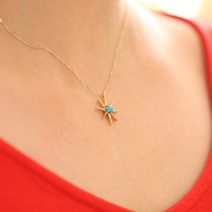 14k Gold North Star Necklace With Blue Opal / Handmade Blue Opal North Star Necklace  Available in Gold, Rose Gold, White Gold