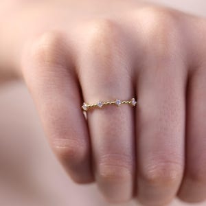 4 Stone Diamond Wedding Ring / Engagement Diamond Ring / 14k & 18k Gold Minimalist Ring Available in Gold, Rose Gold and White Gold image 1