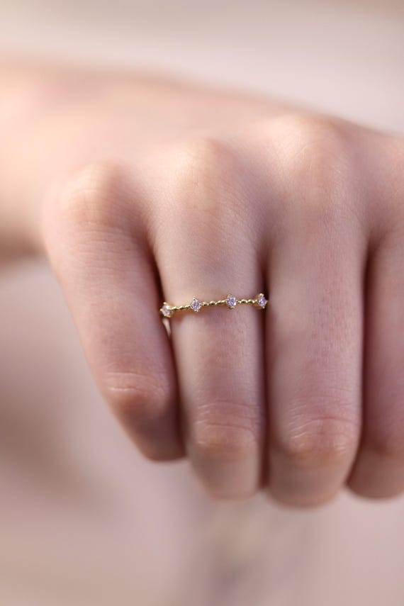 4 Stone Diamond Wedding Ring / Engagement Diamond  Ring / 14k & 18k Gold Minimalist Ring Available in Gold, Rose Gold and White Gold