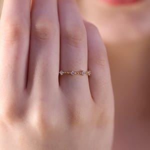 4 Stone Diamond Wedding Ring / Engagement Diamond Ring / 14k & 18k Gold Minimalist Ring Available in Gold, Rose Gold and White Gold image 4