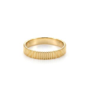 Gold Band Ring, Minimal Gold Ring, Dainty Gold Ring, Thin Everyday Ring, Ribbed Texture Ring, Stackable Ring, Modern Band Ring, Gift for Her