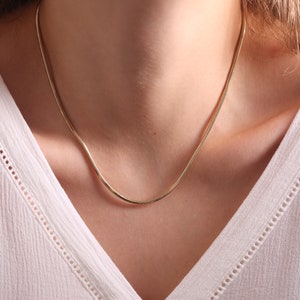 14k Gold Snake Necklace / Handmade Gold Snake Necklace / Layered Round Gold Chain / Gold Snake Necklace /Round Shape Chain /Gold Snake Chain bild 3