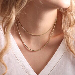14k Gold Snake Necklace / Handmade Gold Snake Necklace / Layered Round Gold Chain / Gold Snake Necklace /Round Shape Chain /Gold Snake Chain bild 8