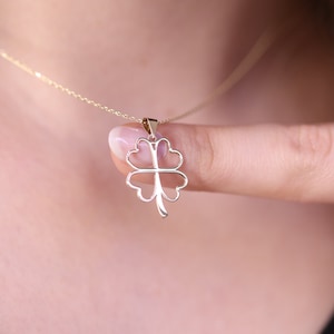 Gold Clover Necklace / Handmade Four Leaf Clover Necklace / 14k Four Leaf Clover Necklace Available in Gold, Rose Gold, White Gold
