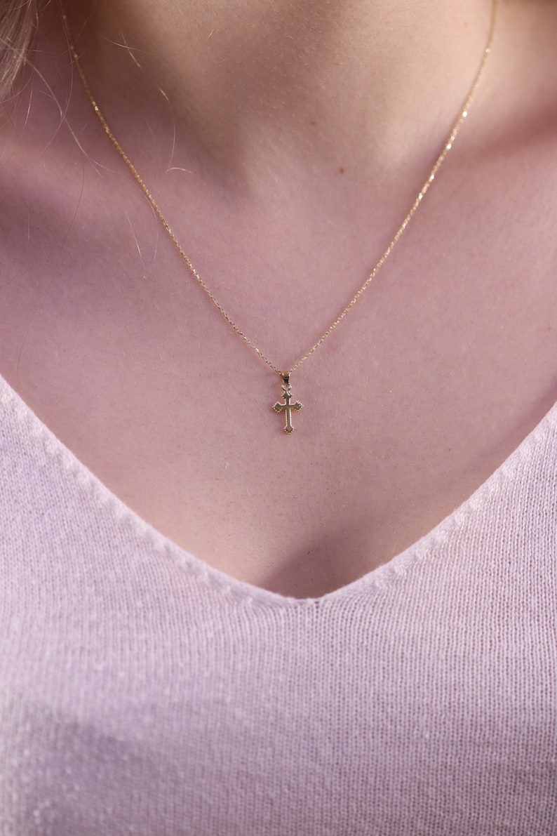 Handmade Cross Necklace / 14k Gold Cross Necklace / Religious | Etsy