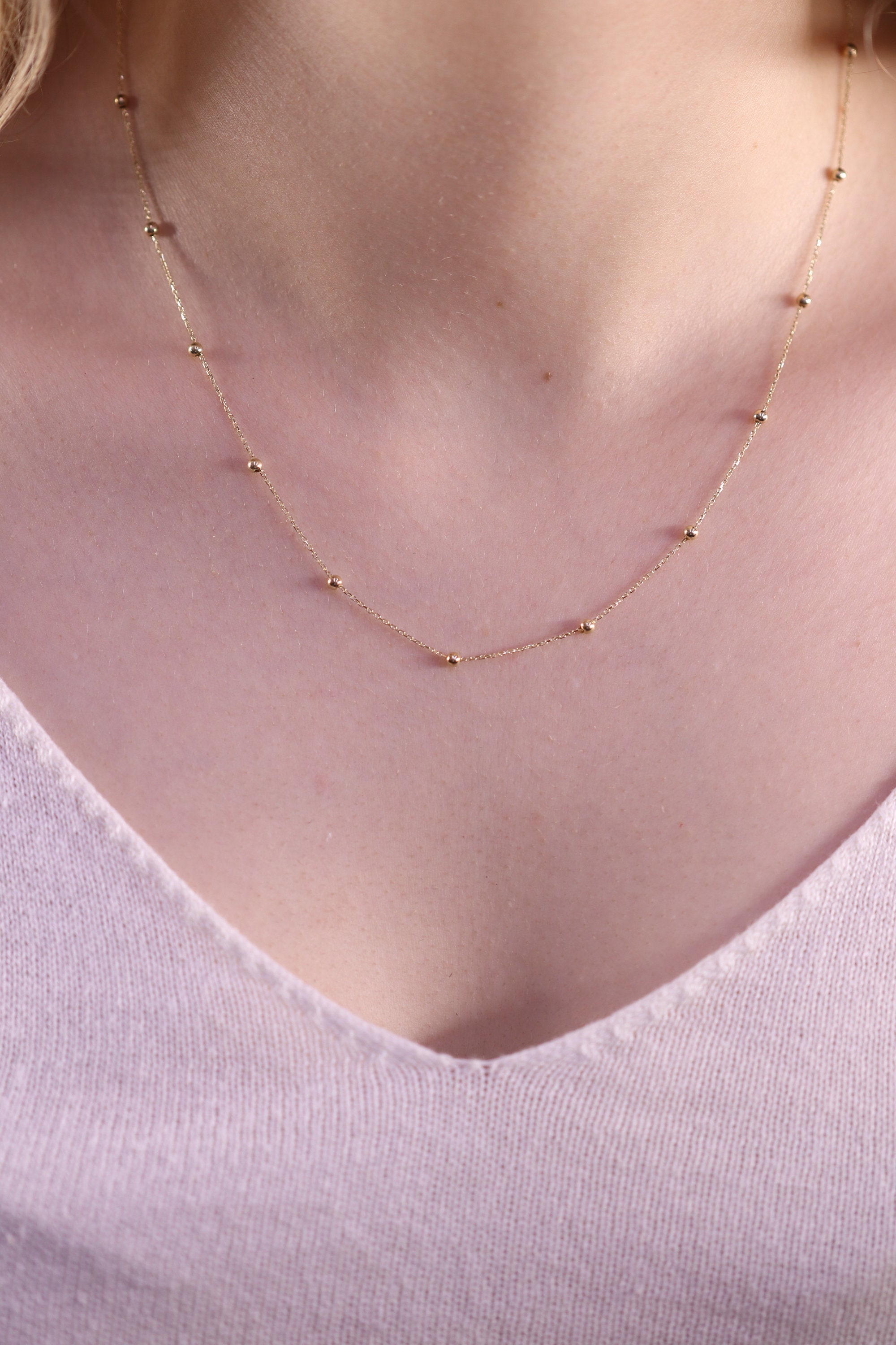 14k 18k Gold Beads Necklace / Handmade Beads Necklace / Gold Etsy