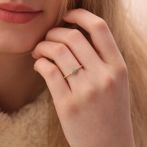 Handmade Gold Enamel Evil Eye Ring / 14k & 18k Evil Eye Ring / Evil Eye Ring Available in Gold, Rose and White Gold 画像 3