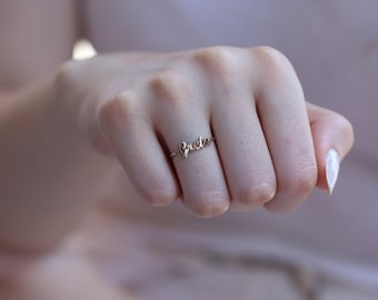 Gold Name Ring / Handmade Gold Name Ring / Gold Personalized Ring Available in 14k Gold, Rose Gold, White Gold