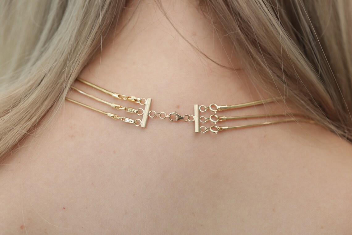 14k 18k Gold Layered Necklace Spacer Clasp Detangles Etsy