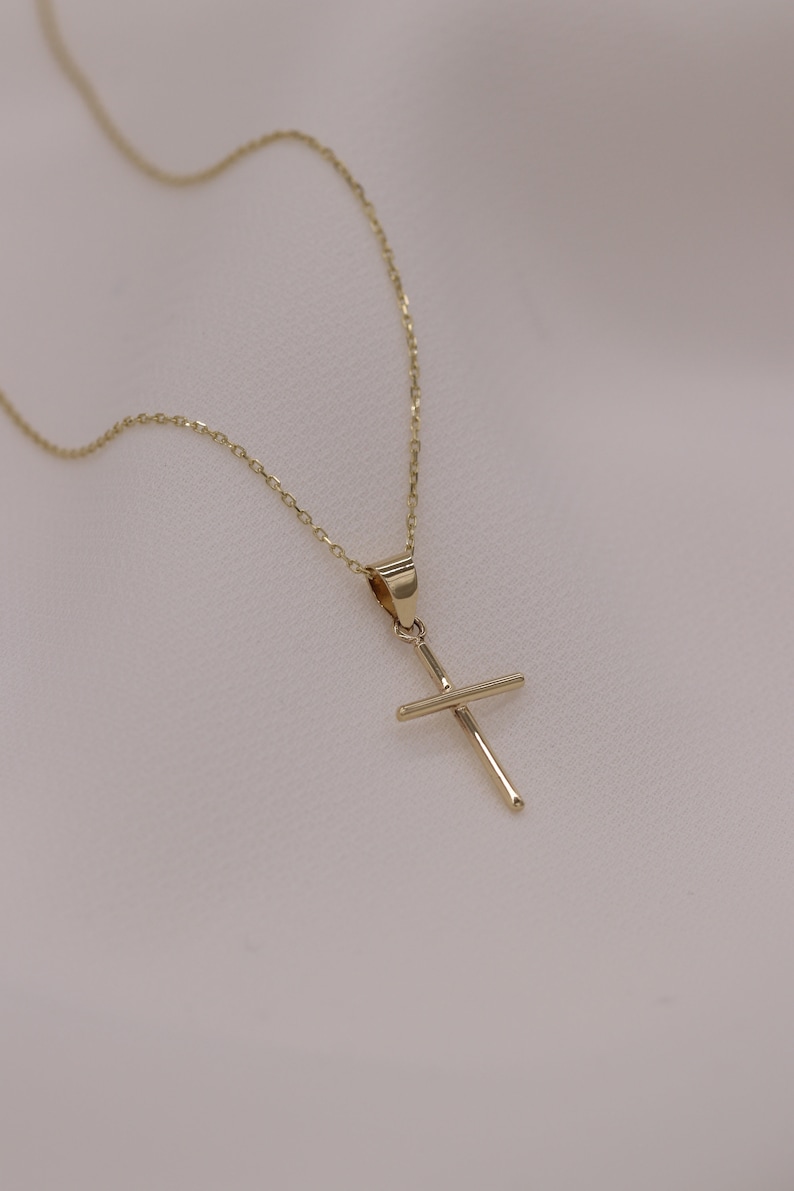 14k Gold Cross Necklace / Handmade Cross Necklace / Religious Etsy