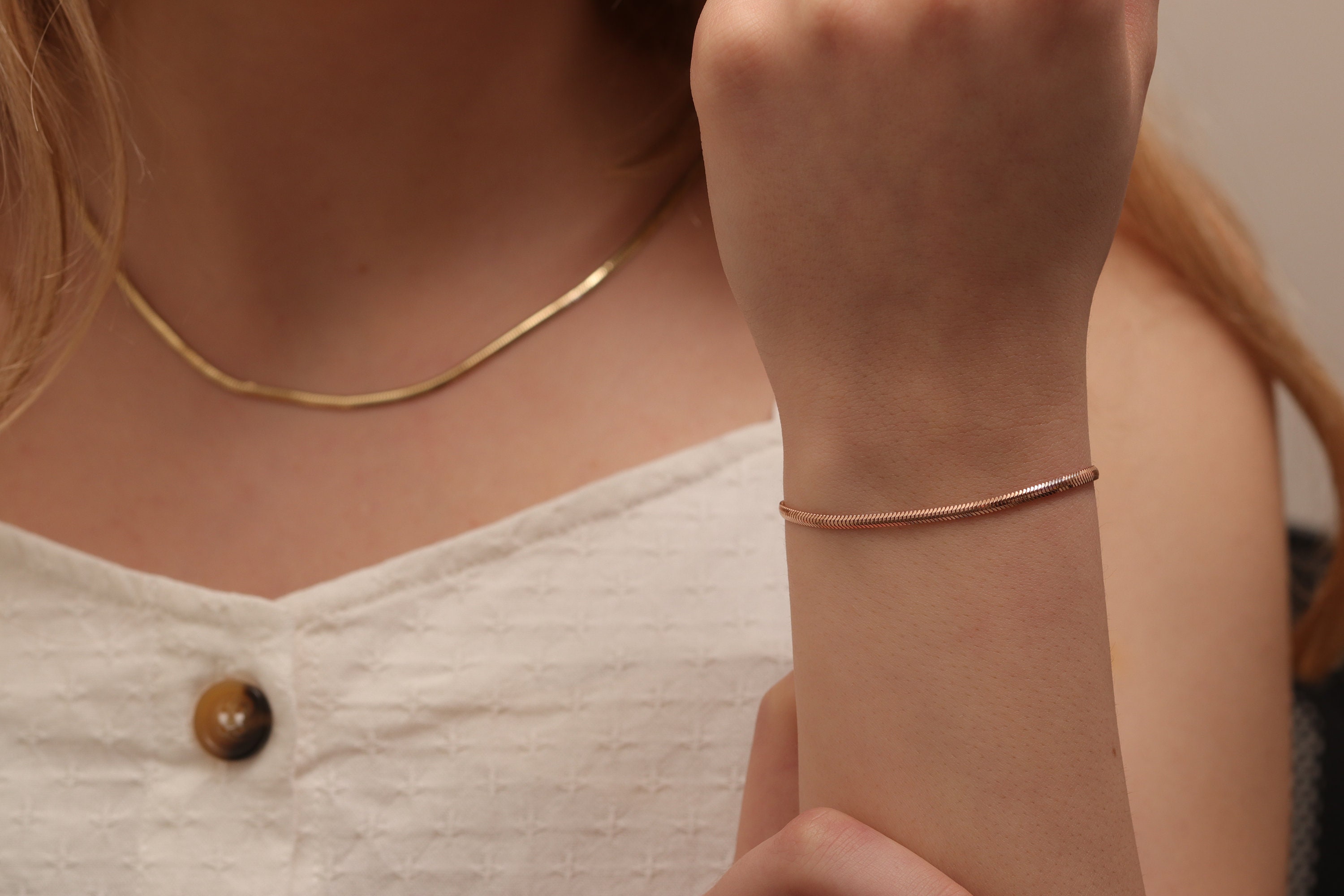 14k Gold Layered Snake Braceletanklet / Handmade Gold Snake Etsy UK