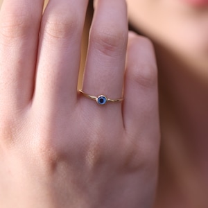 Evil Eye Ring / Gold Evil Eye Ring / Handmade Evil Eye Ring / Stacking Ring / 14k & 18k Gold Evil Eye Ring