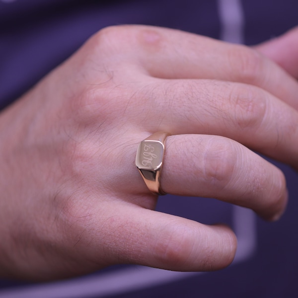 14k & 18k Gold Engraved Signet Ring For Men and Women/Handmade Signet Ring/Gold Signet Ring/Christmas Gift/Best Gift for Husband-Boyfriend