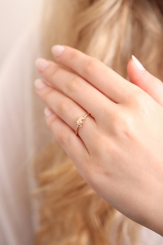 14K Gold Elephant Ring, Stacking Dainty Band – Aura Fine Jewelery