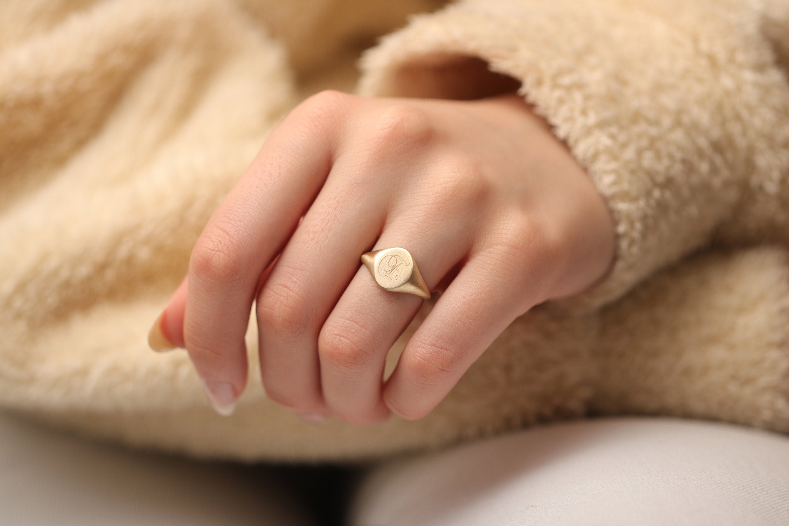 14k & 18k Gold Oval 12MM Signet Ring / Handmade Engraved