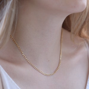 14k Gold Curb Chain / Handmade Curb Necklace / Curb Cuban Link