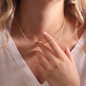 14k Gold Snake Necklace / Handmade Gold Snake Necklace / Layered Round Gold Chain / Gold Snake Necklace /Round Shape Chain /Gold Snake Chain bild 6