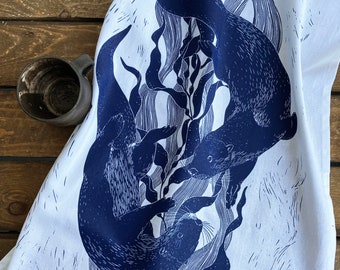 TEA TOWEL Sea Otters