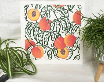 Peaches Original Linocut Print