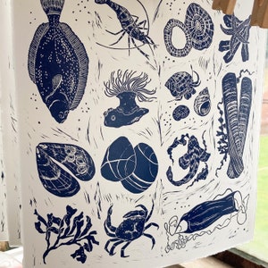 Rockpools Original linocut lino print