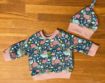 Baby Set Mädchen 2 teilig Gr. 50–62 Blumen/Floral