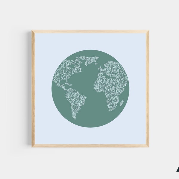 Globe Print Wall Art Etsy