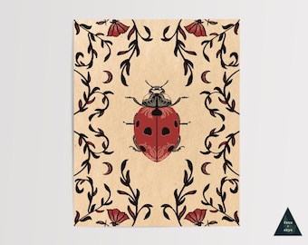 Ladybug Love Art Print | Cottagecore Bug Wall Decor