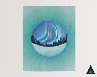 Aurora Borealis Art Print | Winter Landscape Wall Art