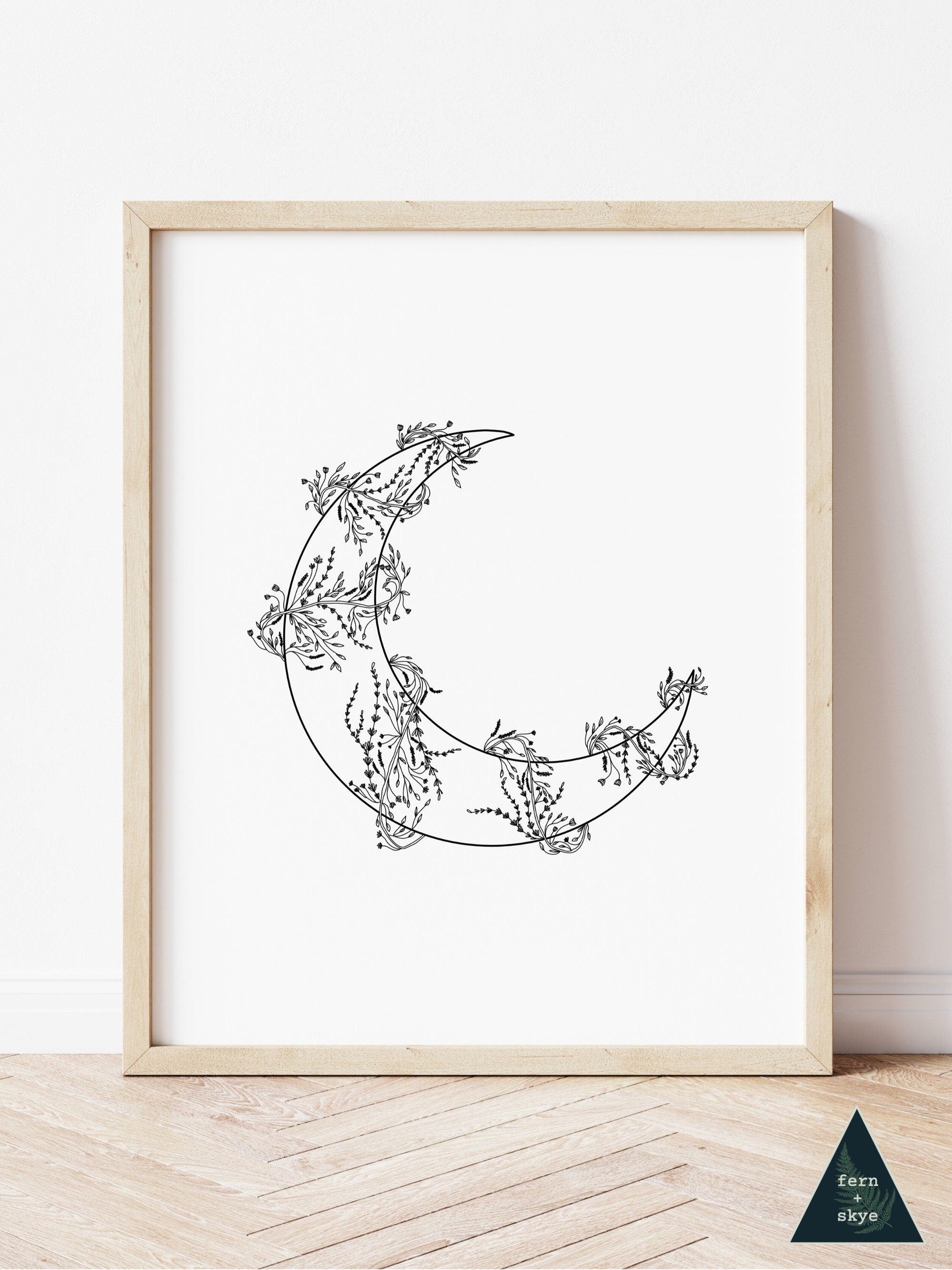 Moon Vine Art Print Boho Moon Wall Decor Floral Wall Decor Etsy