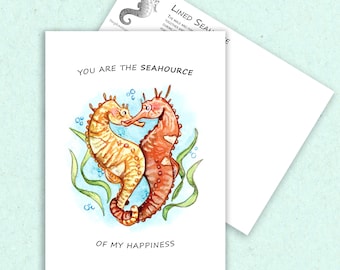 Gepunktete Seepferdchen Liebe Postkarte
