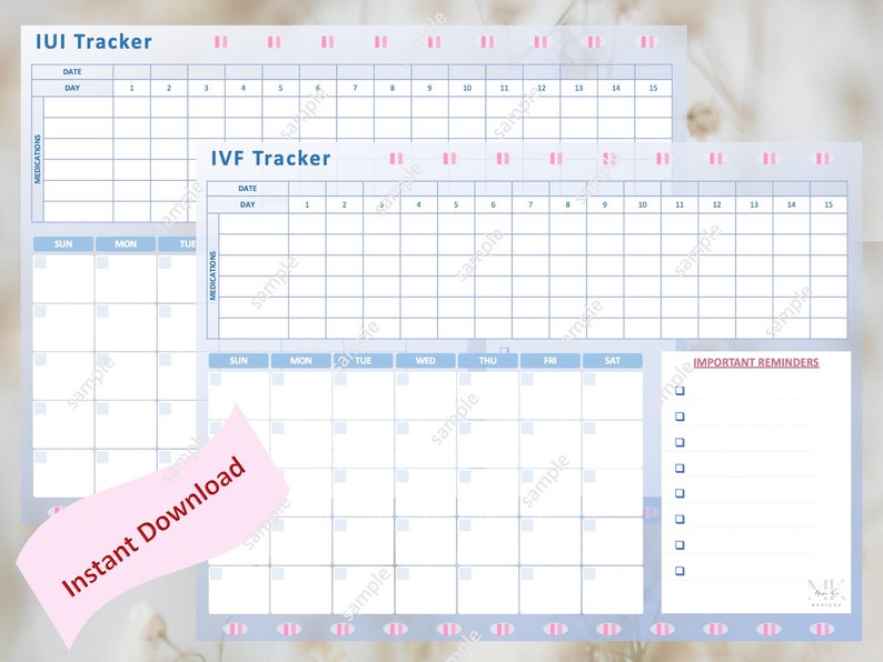 IVF / IUI / TTC Printable Planner, Medication Tracker, Conception ...